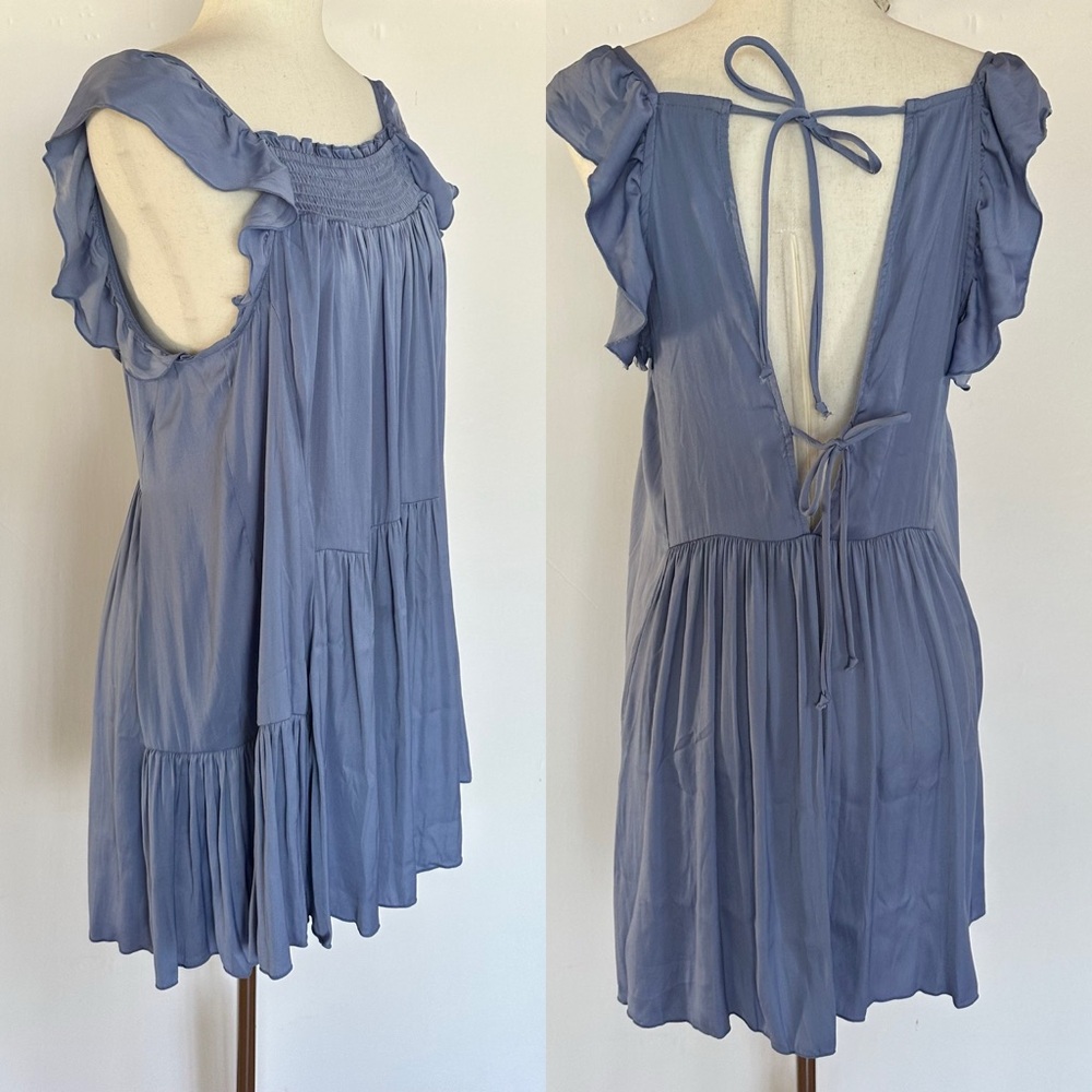 Free People Intimately Want Your Love Mini Dress Swing Top Flutter Sleeve XS